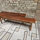 Lot deux bancs de ferme sapin vintage