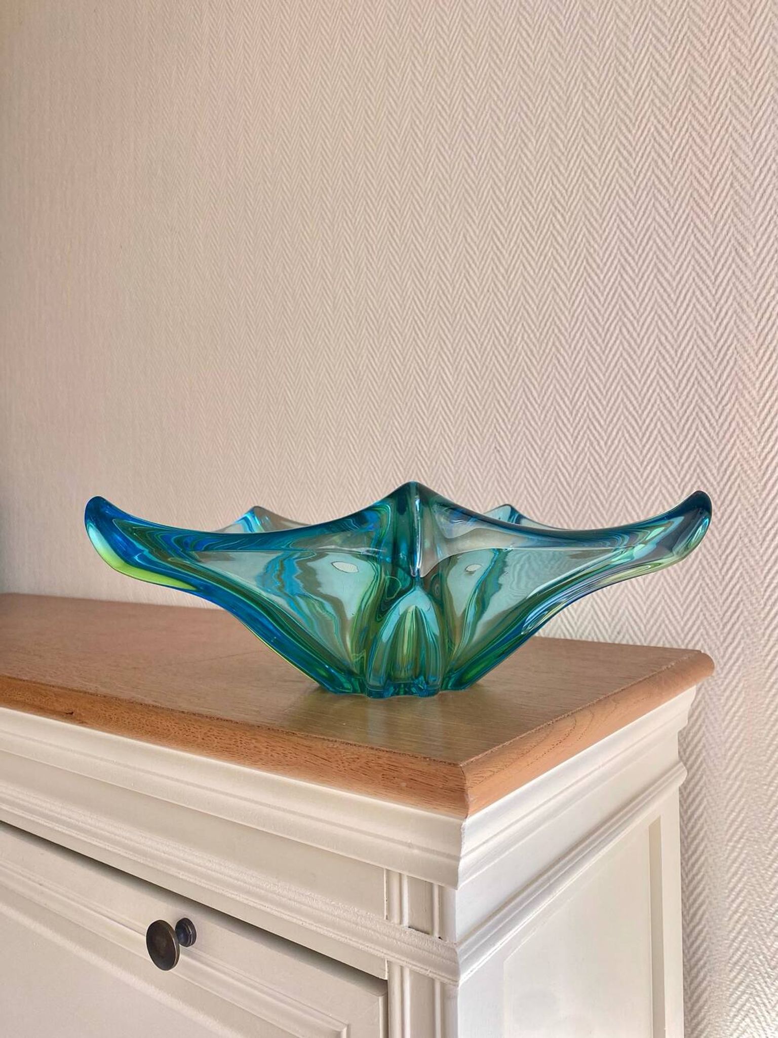 Large vintage blown glass decorative bowl