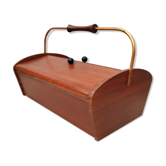 Old sewing box worker varnished wood