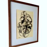 Painting KLINGER (Jean-Claude 1946 Ref LOTZ) Indian ink Abstract circles