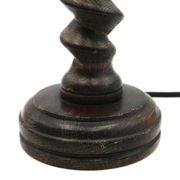 Lampe colonne en bois de Charles Dudouyt et abat-jour en raphia, années 40