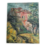 Tableau ancien paysage peinture à l'huile