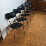 vintage chromed tubular steel stackable dining chairs