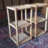 Pair of rattan bedside