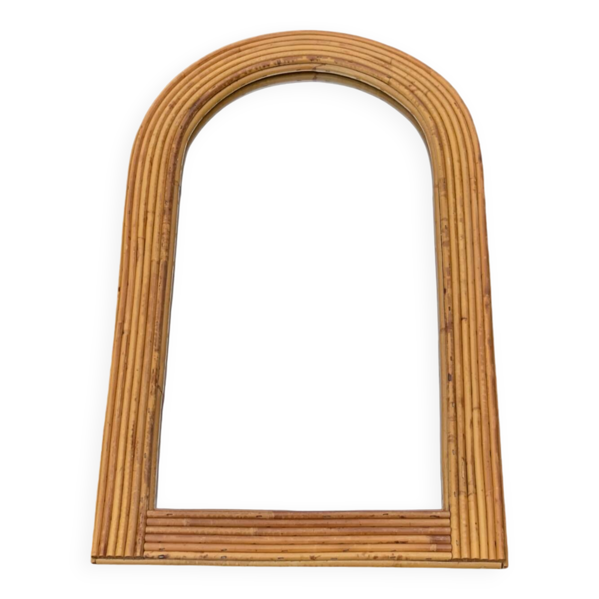 Vintage bamboo rattan mirror 1960 Italy
