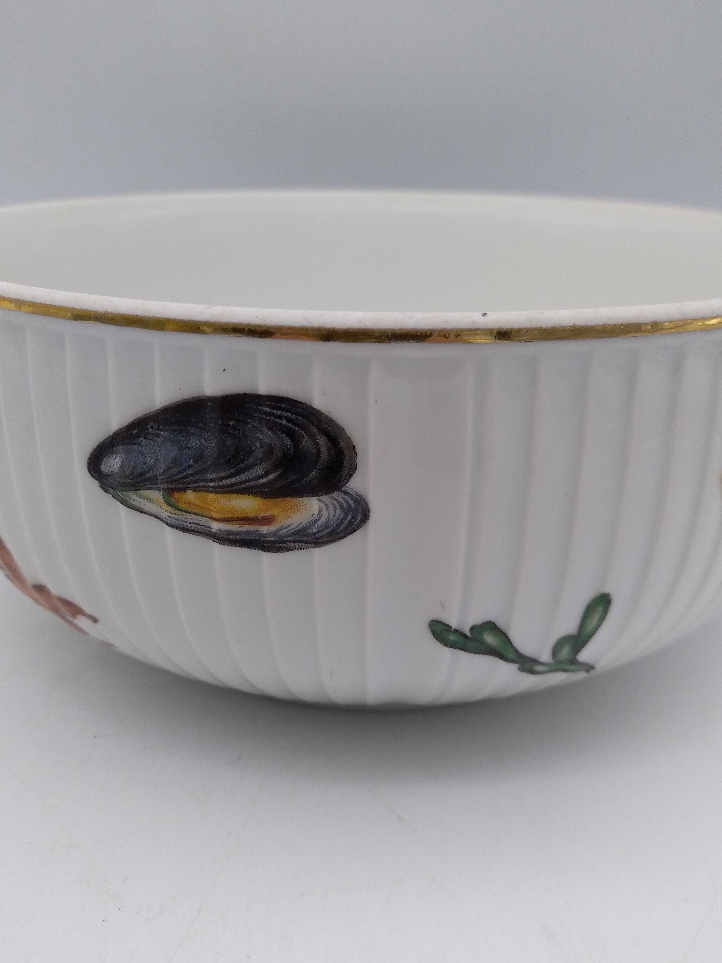 Small LF porcelain salad bowl with seafood decoration.