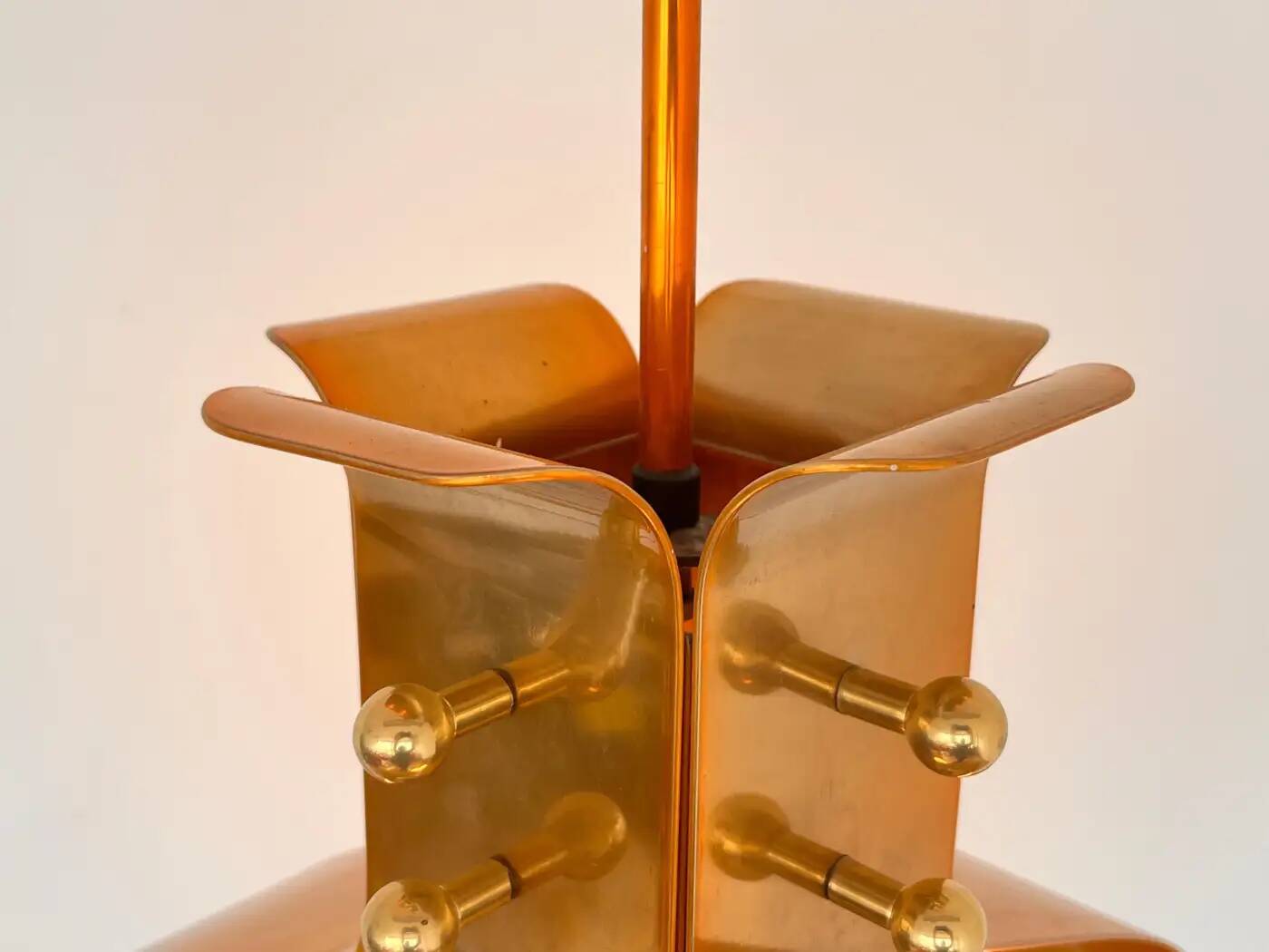 XXL pair of design mid-century large brass pendants / chandeliers - 1980s