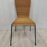 Set of 10 vintage wicker and metal chairs