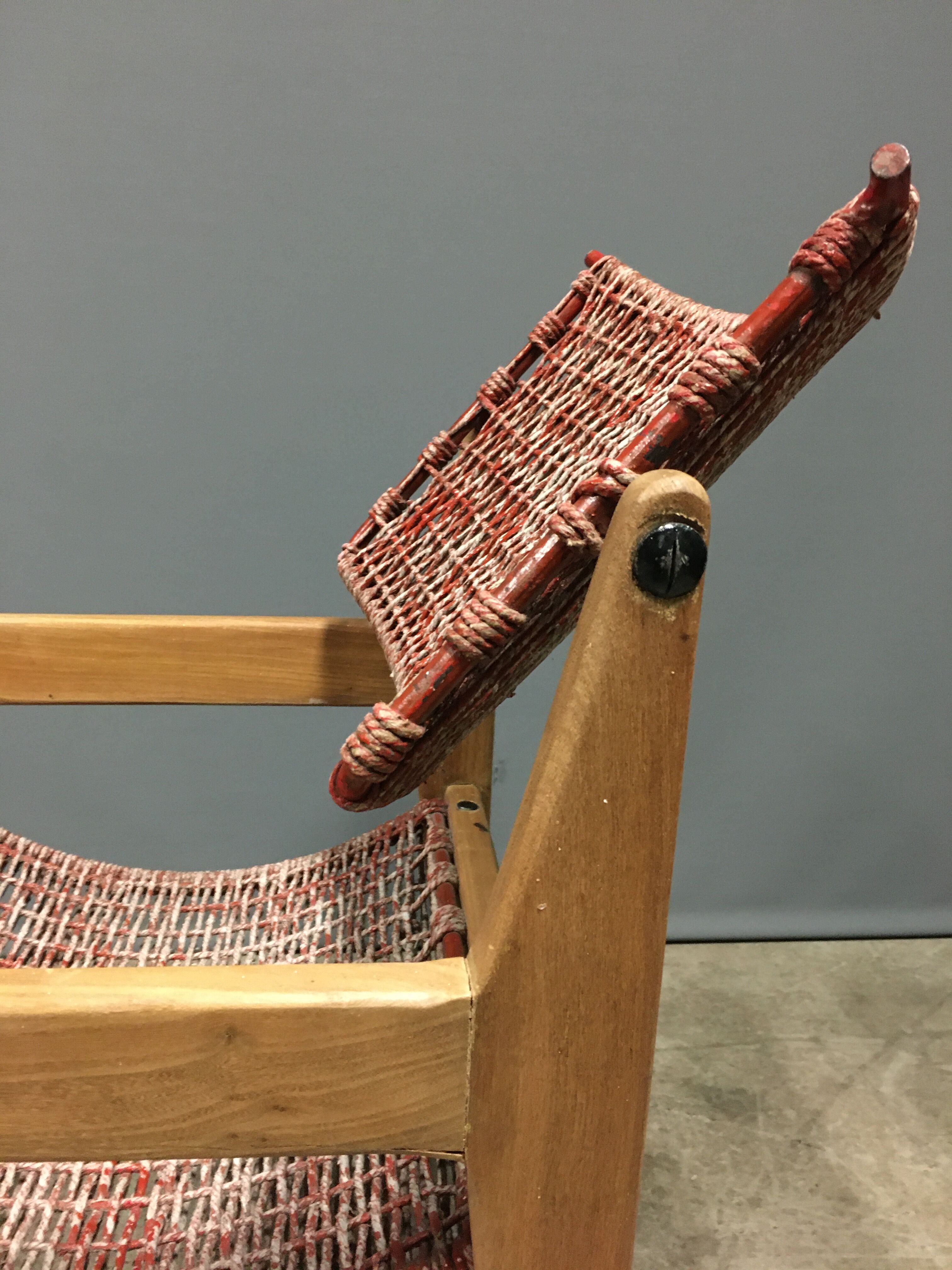 1950's very original french rope lounge chair