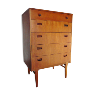 High Scandinavian teak chest of drawers