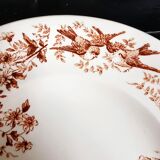 Set of Five Antique French Ceramic Plates with Birds and Flowers - Longwy - late XIX century