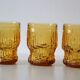 Set of 6 amber glasses, frosted effect, vintage French