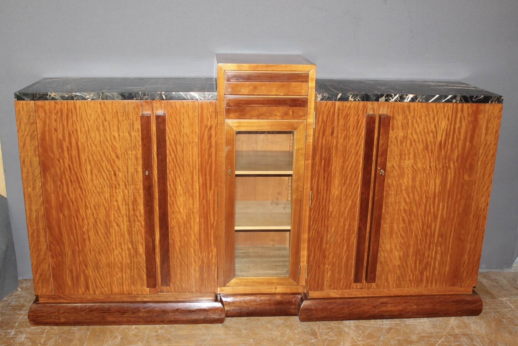 Art Deco mahogany enfilade, attributed to André Sornay around 1930.