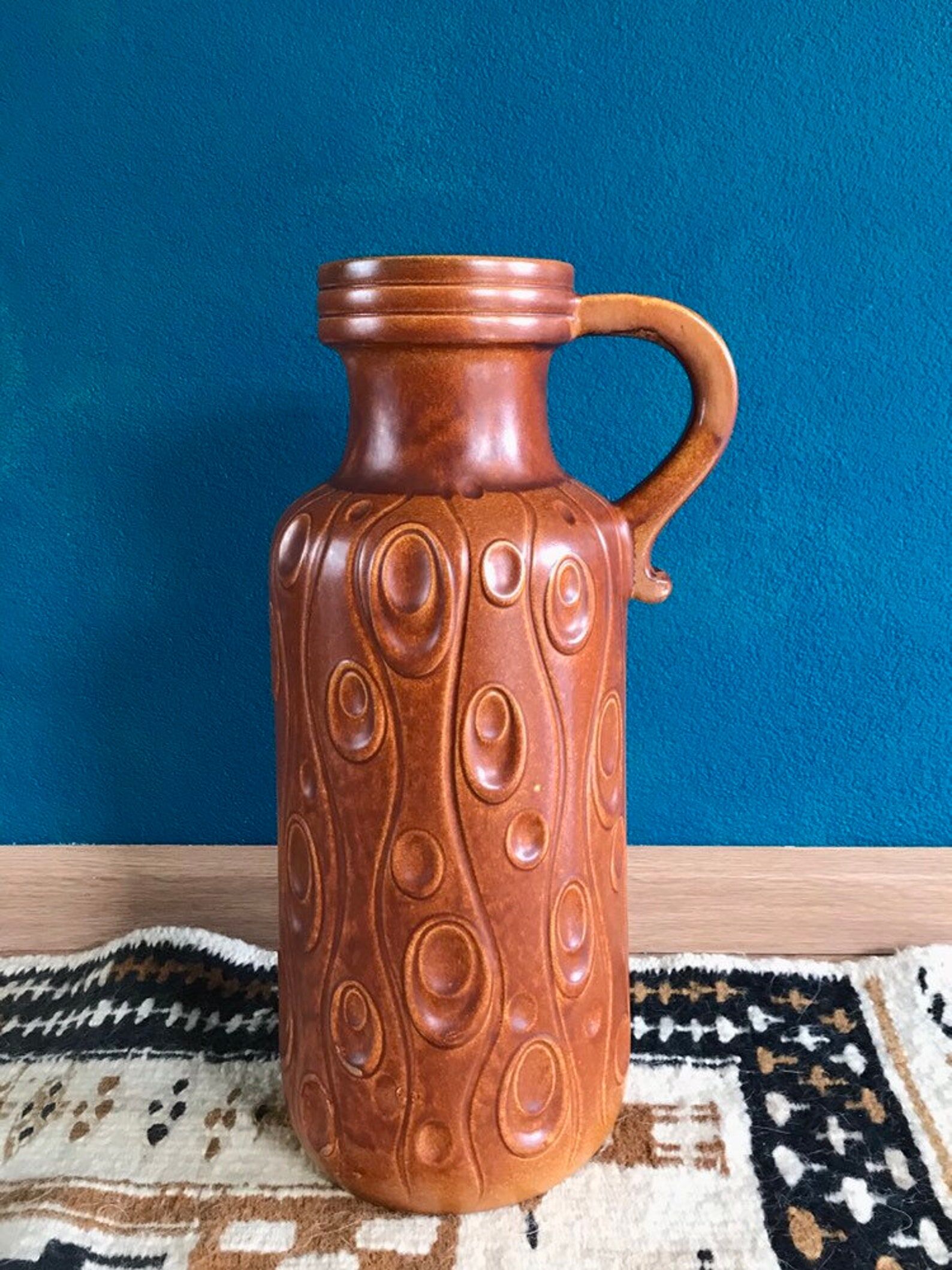 Vase de sol en céramique vintage XL Scheurich 488-45, poterie ouest-allemande
