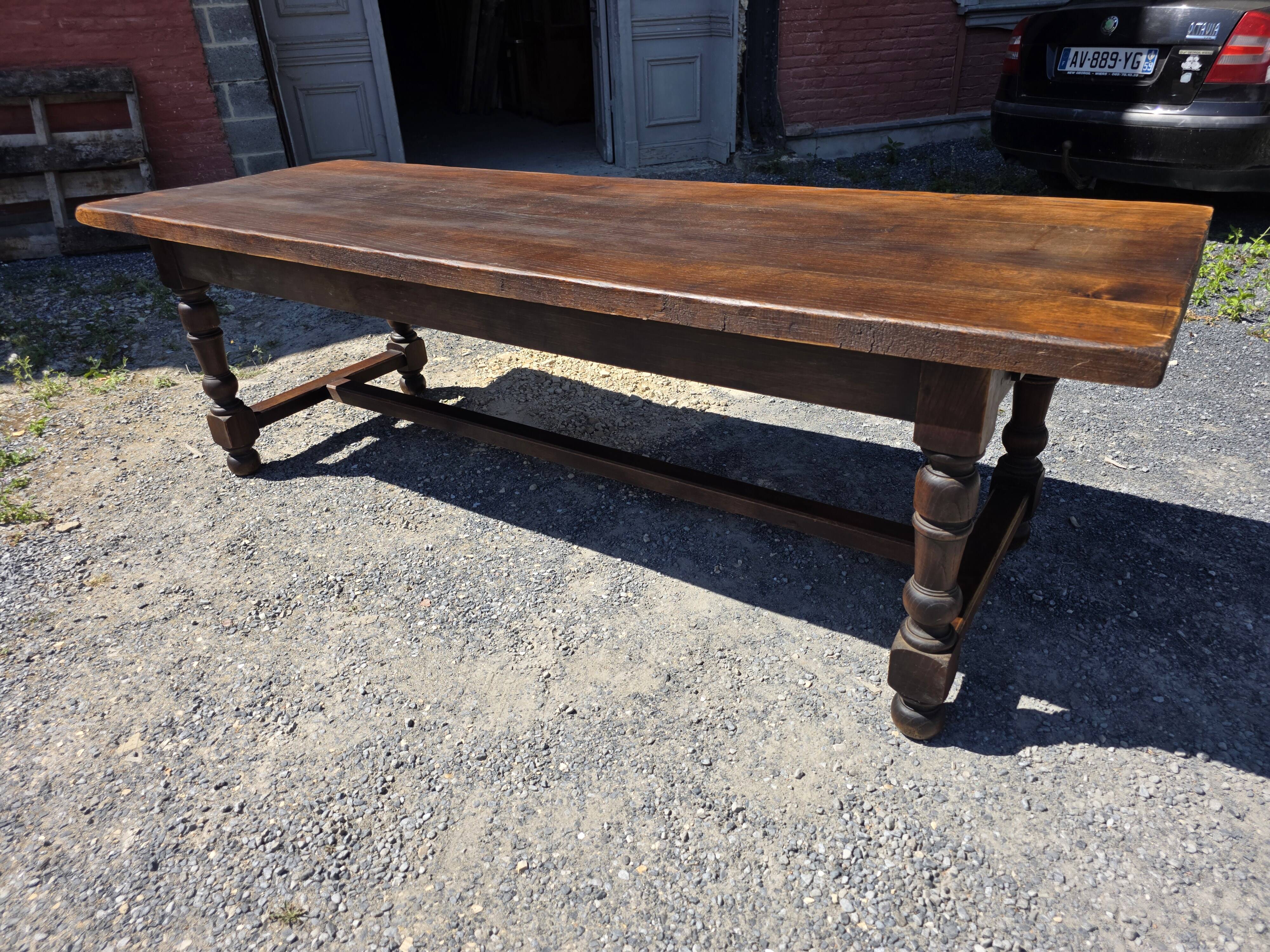 Table de ferme en chêne massif,  250 × 87cm