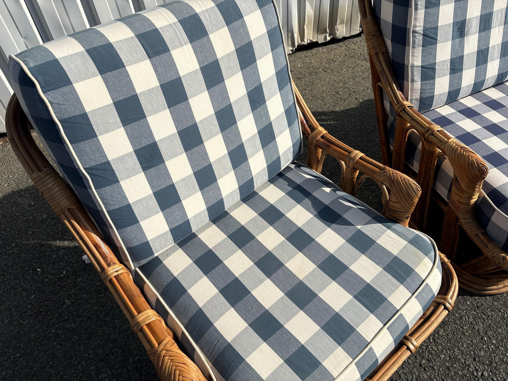 Vintage rattan lounge – sofa and two armchairs – 1960s/70s