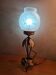 Wrought iron lamp art deco patinated gold with its opaque glass decorer pattern 40x14