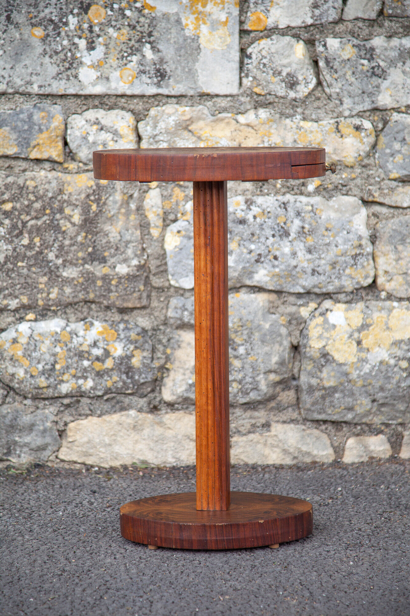 Art Deco wood pedestal table, art deco smoking table, end of sofa, art deco, 30's