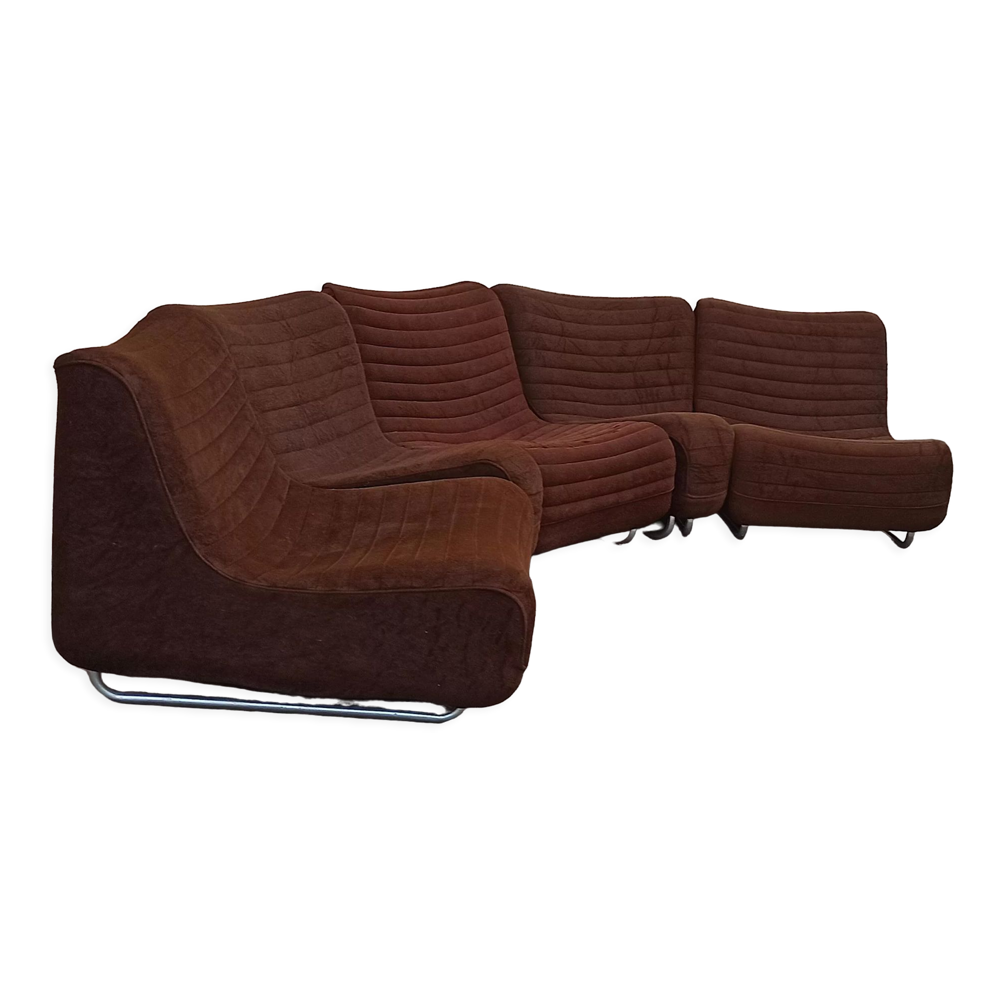 Ensemble de 5 chauffeuses marron Carl-Henrik Spak années 70