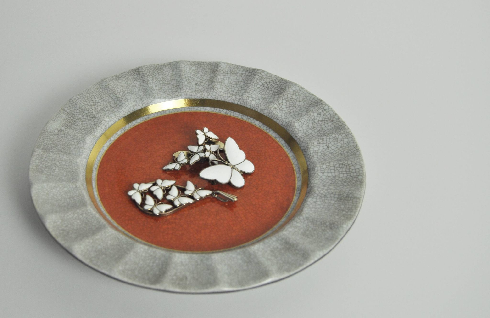 Royal Copenhagen Crackle glaze porcelain ashtray, Denmark 1950s