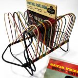 Vintage Vinyl Storage • 45 RPM Holder • Lacquered Metal • Scoubidou • 1950