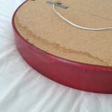 Oval mirror with 70s leather-like coating frame
