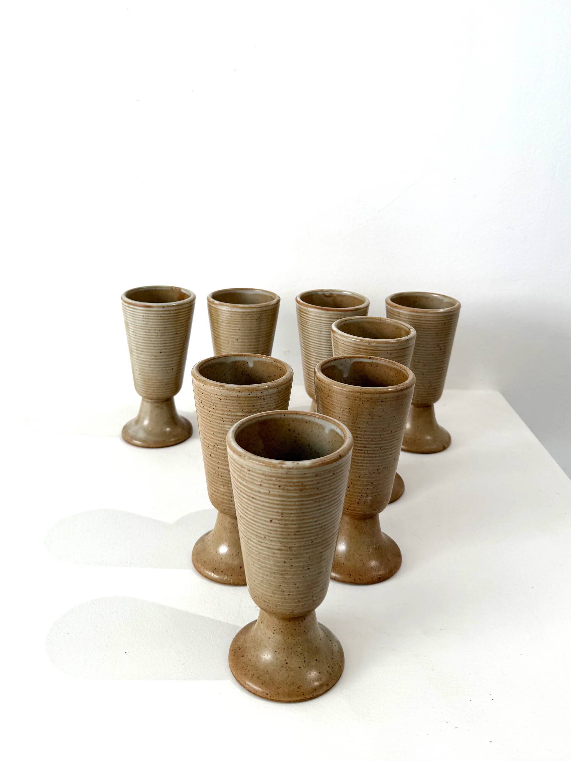 Set of eight mazagrans, stoneware, 1970s
