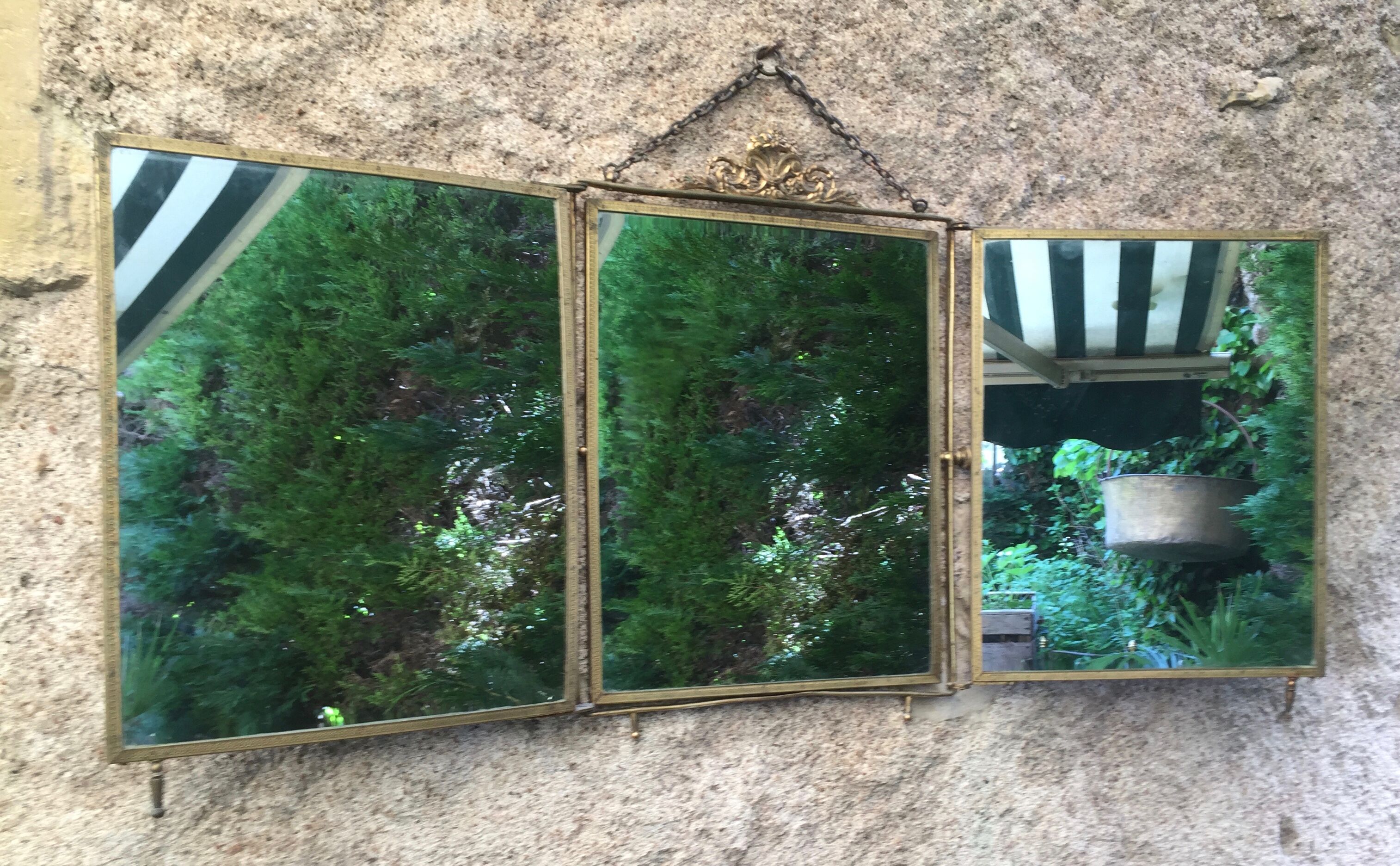 Triptych mirror with pediment around 1900 - 30,5 x 24,5 cm