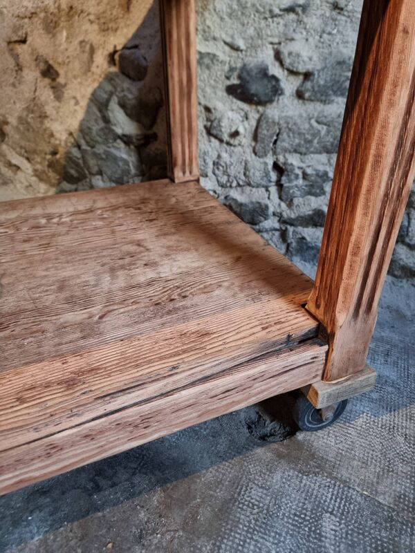 Table de travail française ancienne en pin pitch – grande table d'atelier / drapier, début du 20ème siècle