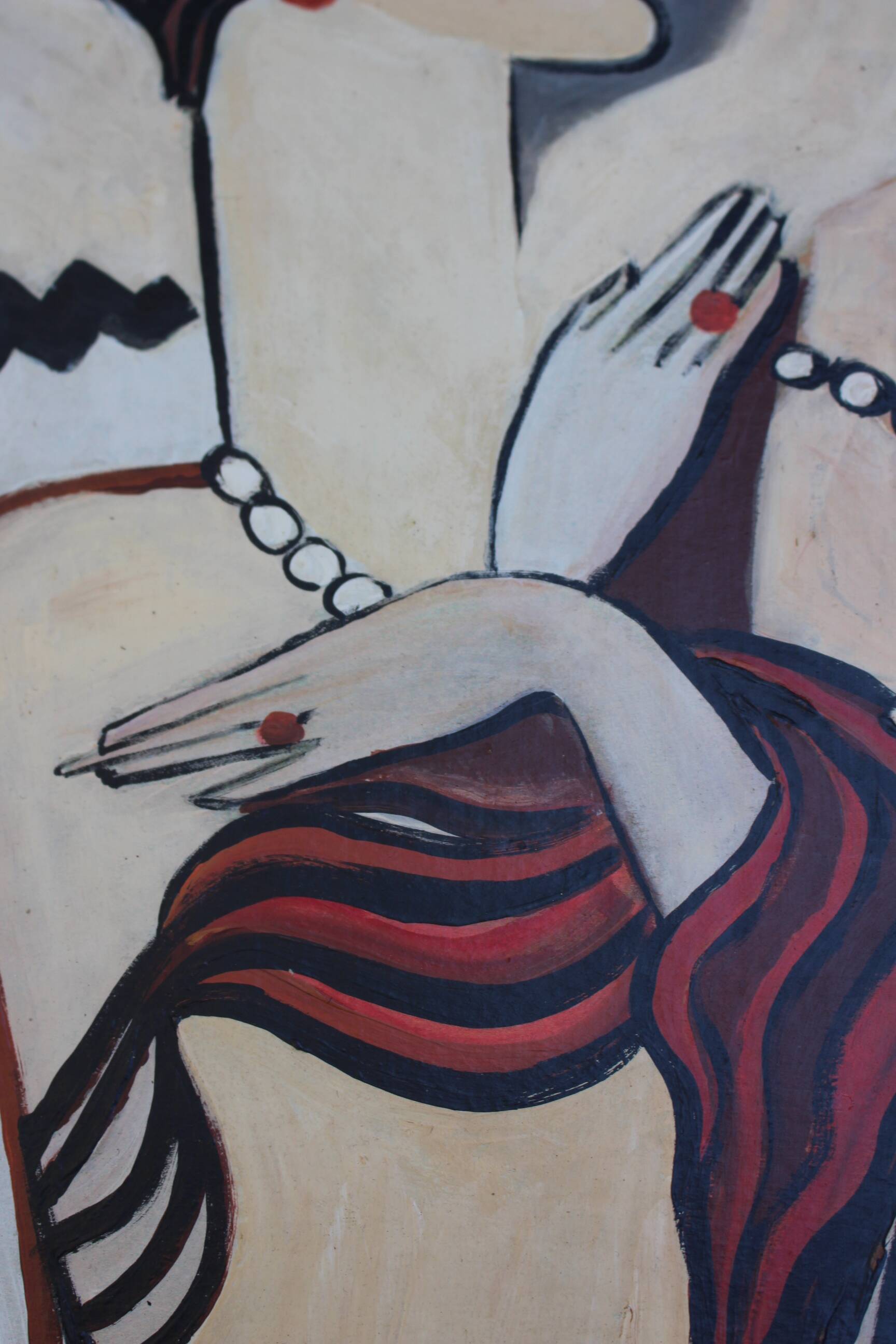 Mid-century modern expressionist oil painting nude from the 1960s.