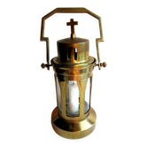 Objet religieux Art Déco, Ancienne lanterne de procession, verre et laiton doré