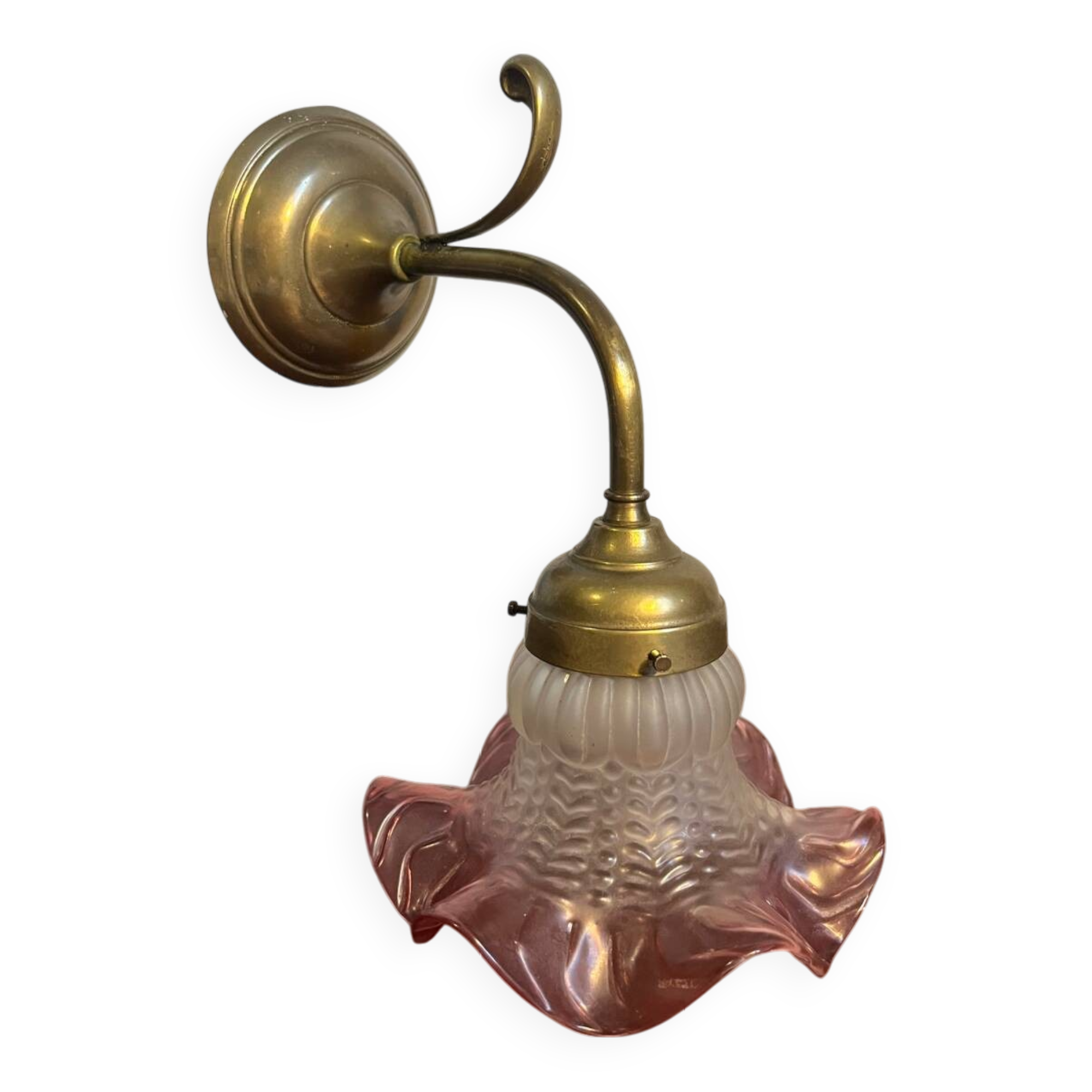 Brass and glass flower wall light