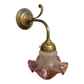 Brass and glass flower wall light