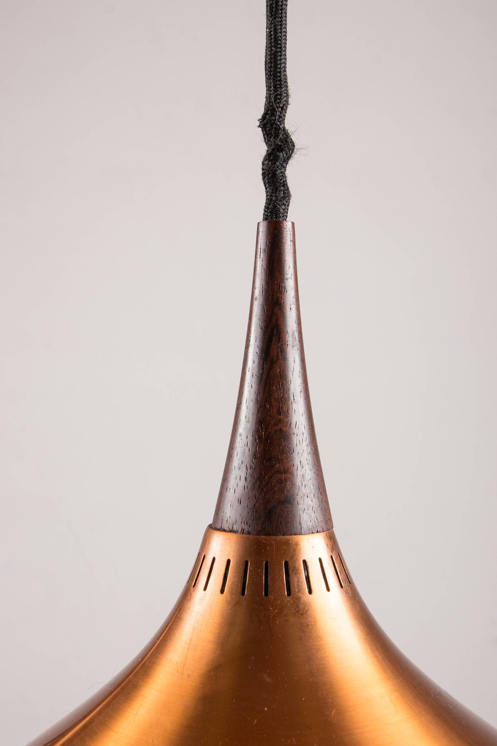 Triple Danish pendant light in metal and Rosewood, Orient model, Jo Hammerborg for Fog & Morup.