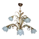 9-light gold metal foliage chandelier