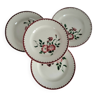 4 Sarreguemines and Épernay vintage earthenware dessert plates
