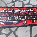 Ceramic coffee table on lava stone slab circa 1950