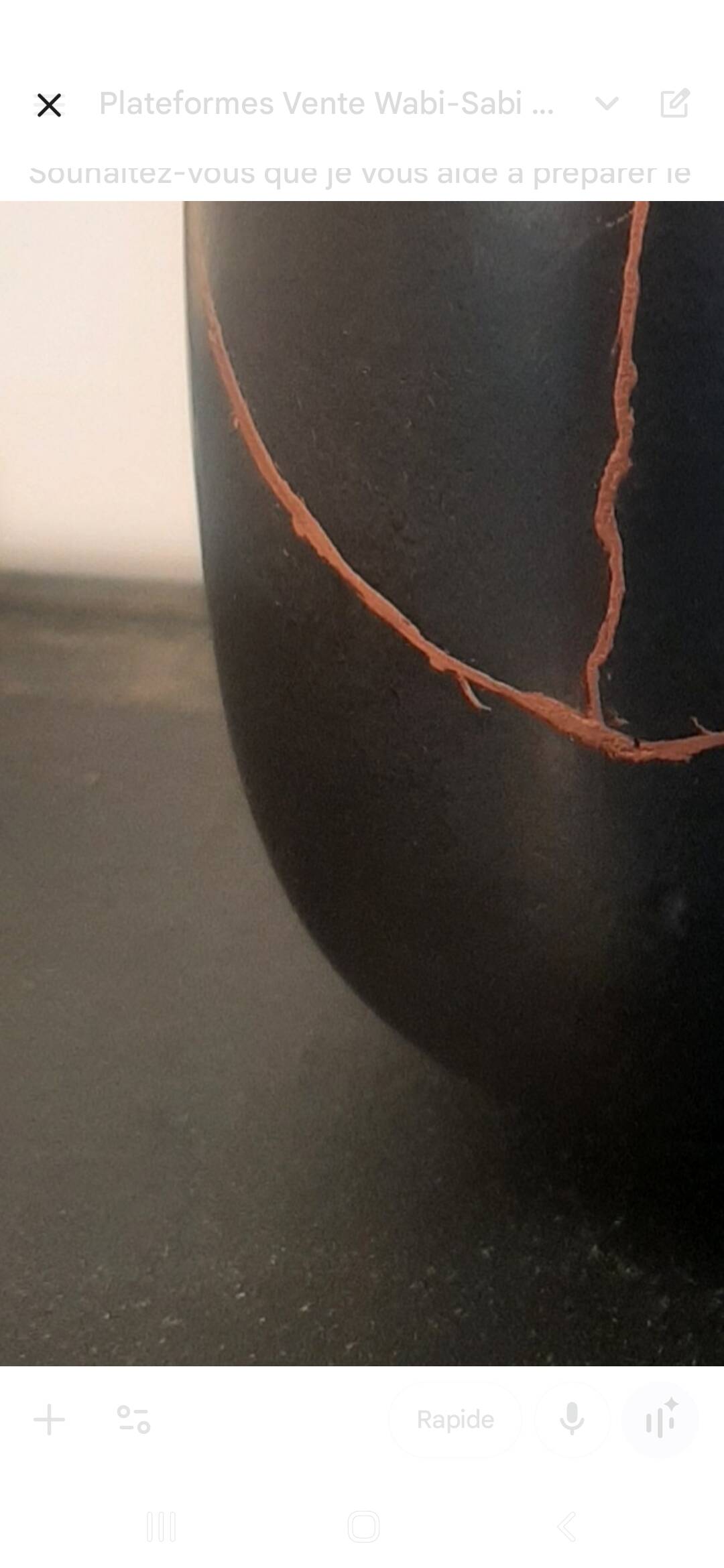 matte black soliflore vase - traditional kintsugi with copper powder - cooper