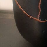 matte black soliflore vase - traditional kintsugi with copper powder - cooper