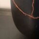 matte black soliflore vase - traditional kintsugi with copper powder - cooper