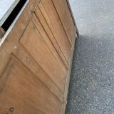 Buffet parisien art déco vintage rénové en bois massif et marbre gris 150cm