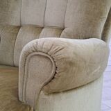 Danish velour armchair, original condition, beech wood, 80s