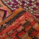 Fuchisa & Burgundy Turkish Runner Rug, One of a Kind Hallway Runner