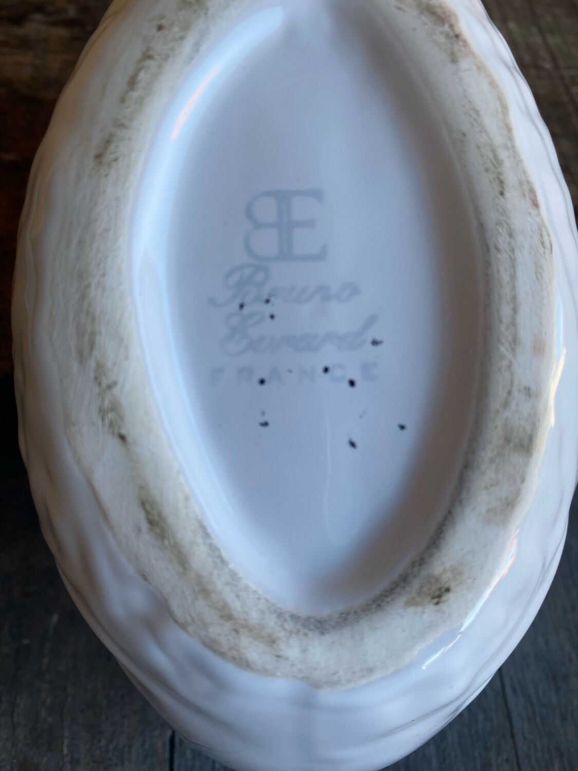 Vintage white ceramic fish sauce boat bruno evrard france