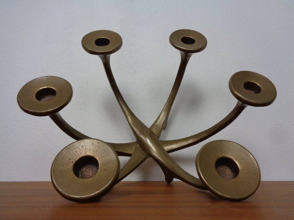 Brutalist Bronze Candleholder by Michael Harjes, 1960s