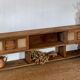Vintage oak sideboard TV unit with raw finish and caning.