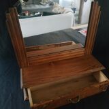 Old mirror with wooden drawer to hang art deco