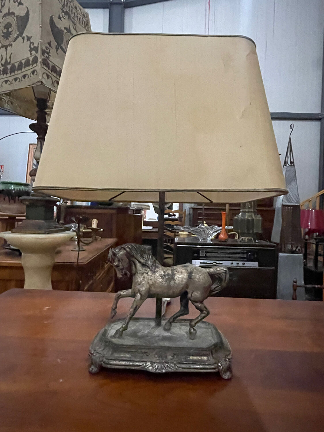 Table lamp in the Maison Charles style made of bronze featuring a horse.