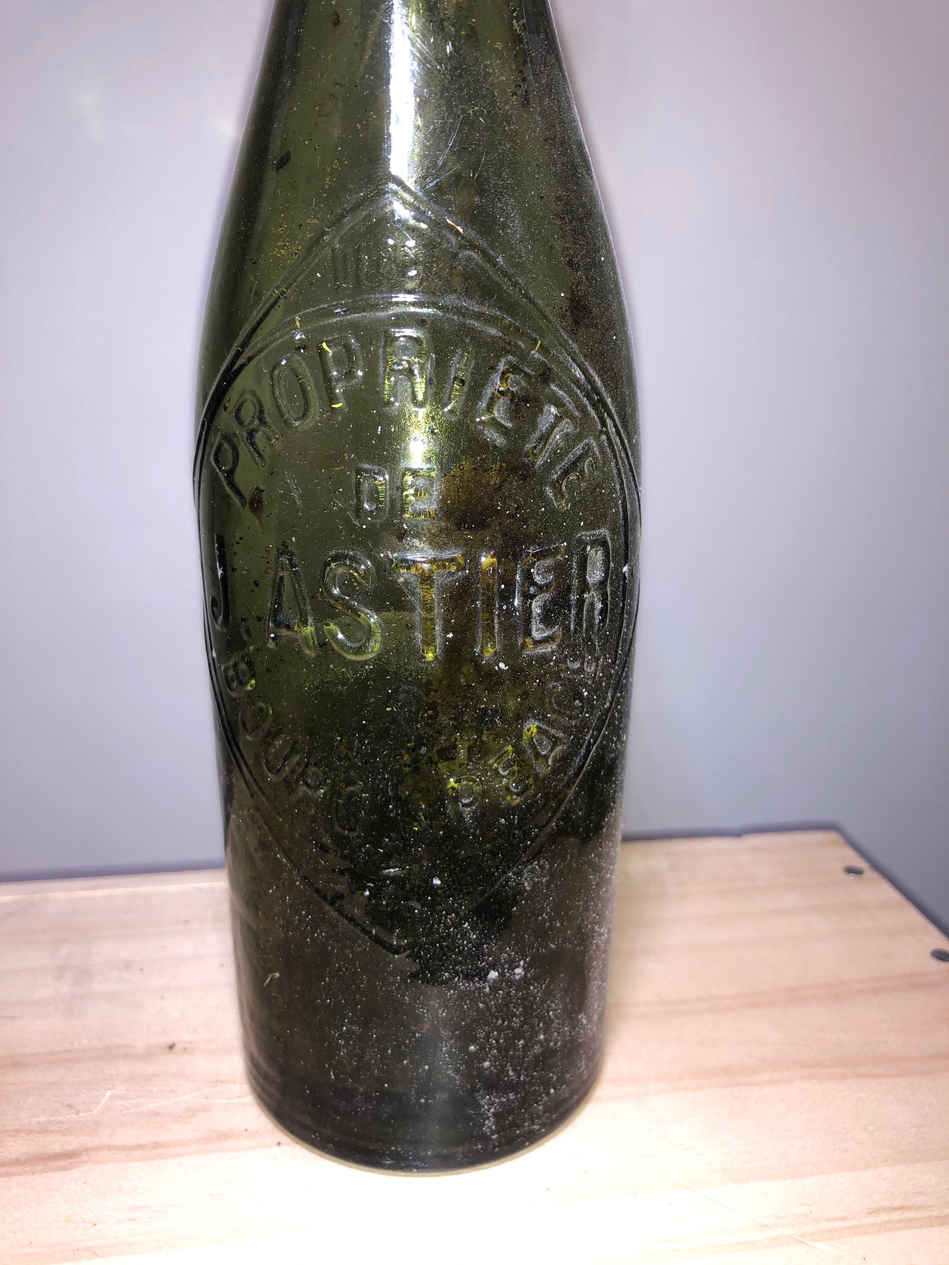 Lot of old blown glass beer bottles with marking
