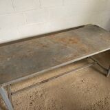 Vintage industrial gray metal dining table 1950
